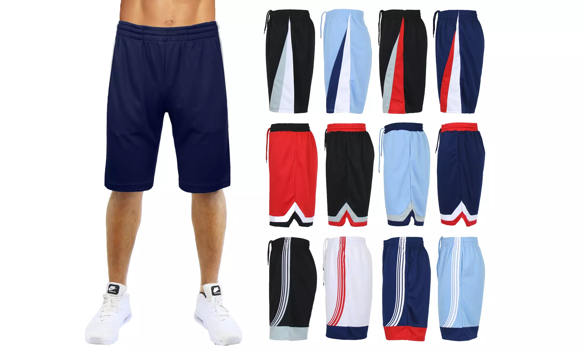 Men's 4-Pack Premium Active Moisture Wicking Workout Training Basketball Shorts - Primary Image