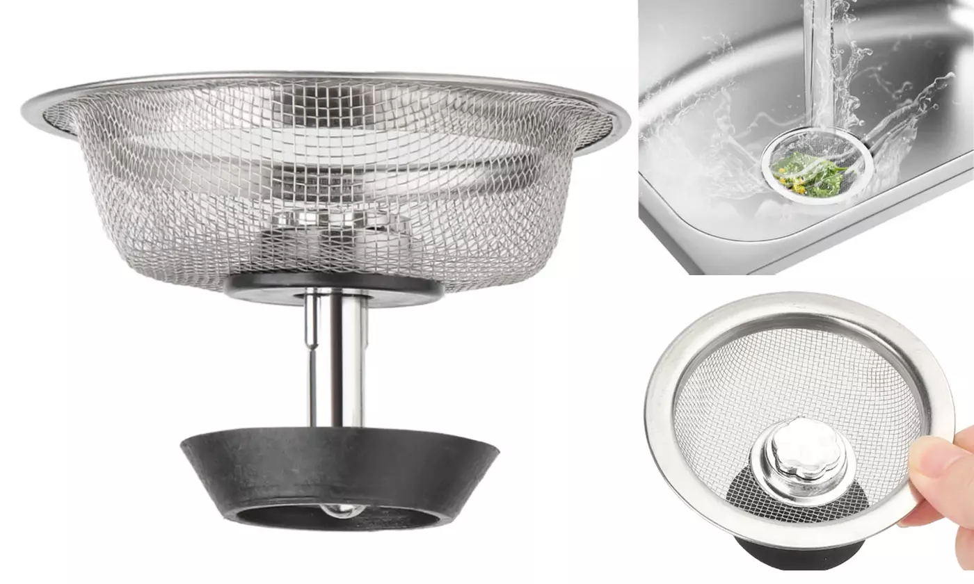 2PCS Kitchen Sink Strainer Stopper Combo Basket Replacement 3-1/2 inch Drain - Primary Image