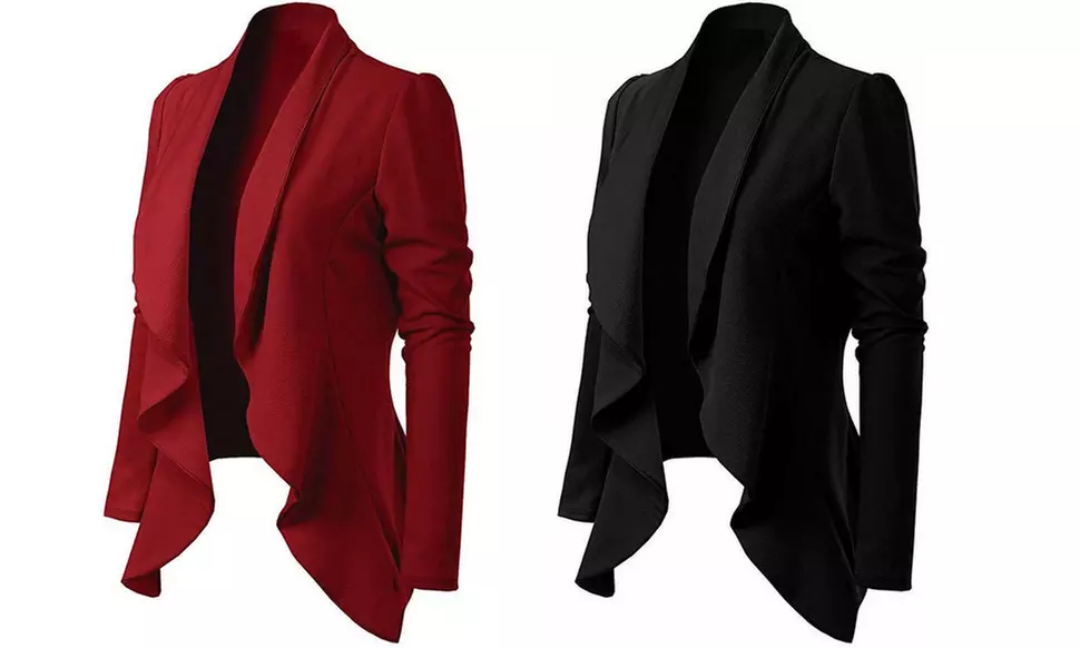 Women's Casual Long Sleeve Open Front Blazer Jacket Slim Fit - Primary Image
