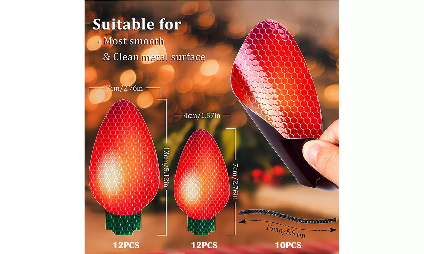 48-Piece Christmas Car Magnet Decor Set – Reflective Bulb Lights & Magnetic Wires For Holiday Fun - View #8