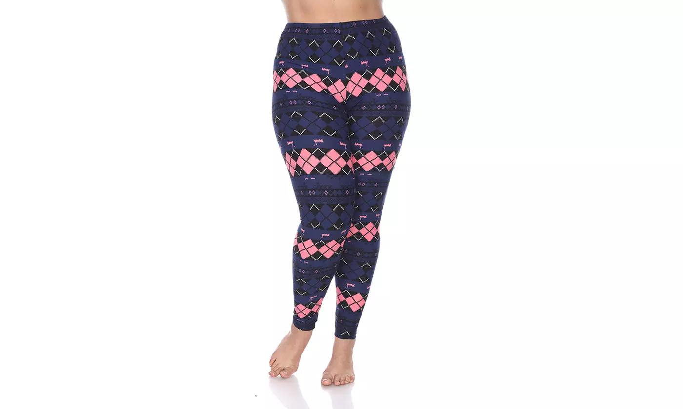 White Mark Holiday Printed Leggings. Plus Sizes Available. - Primary Image
