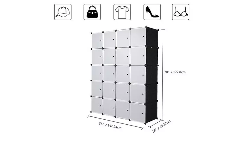20 Cube Organizer Stackable Plastic Storage Shelves Design Closet Cabinet - Second Medium