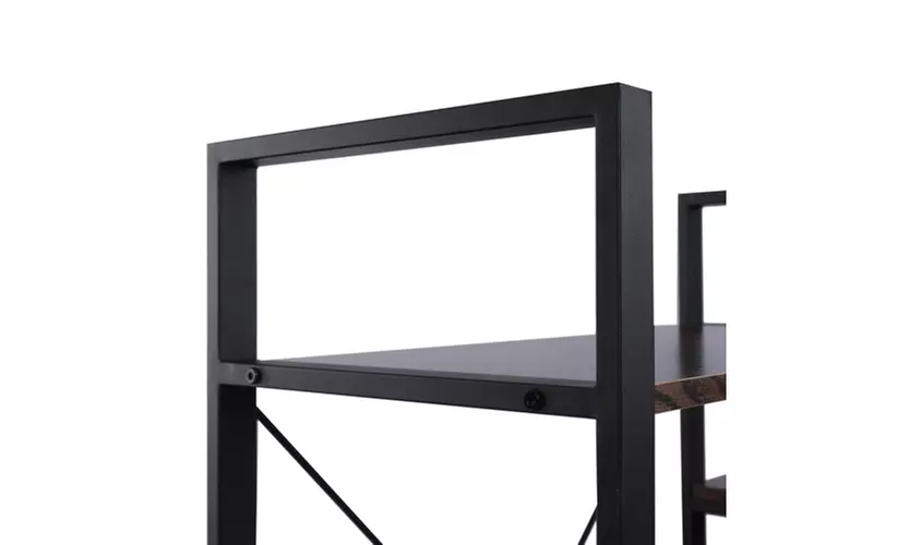Triple Wide 5-Shelf Bookcase Wood and Metal bookcases Furniture for Home &Office - Image 5