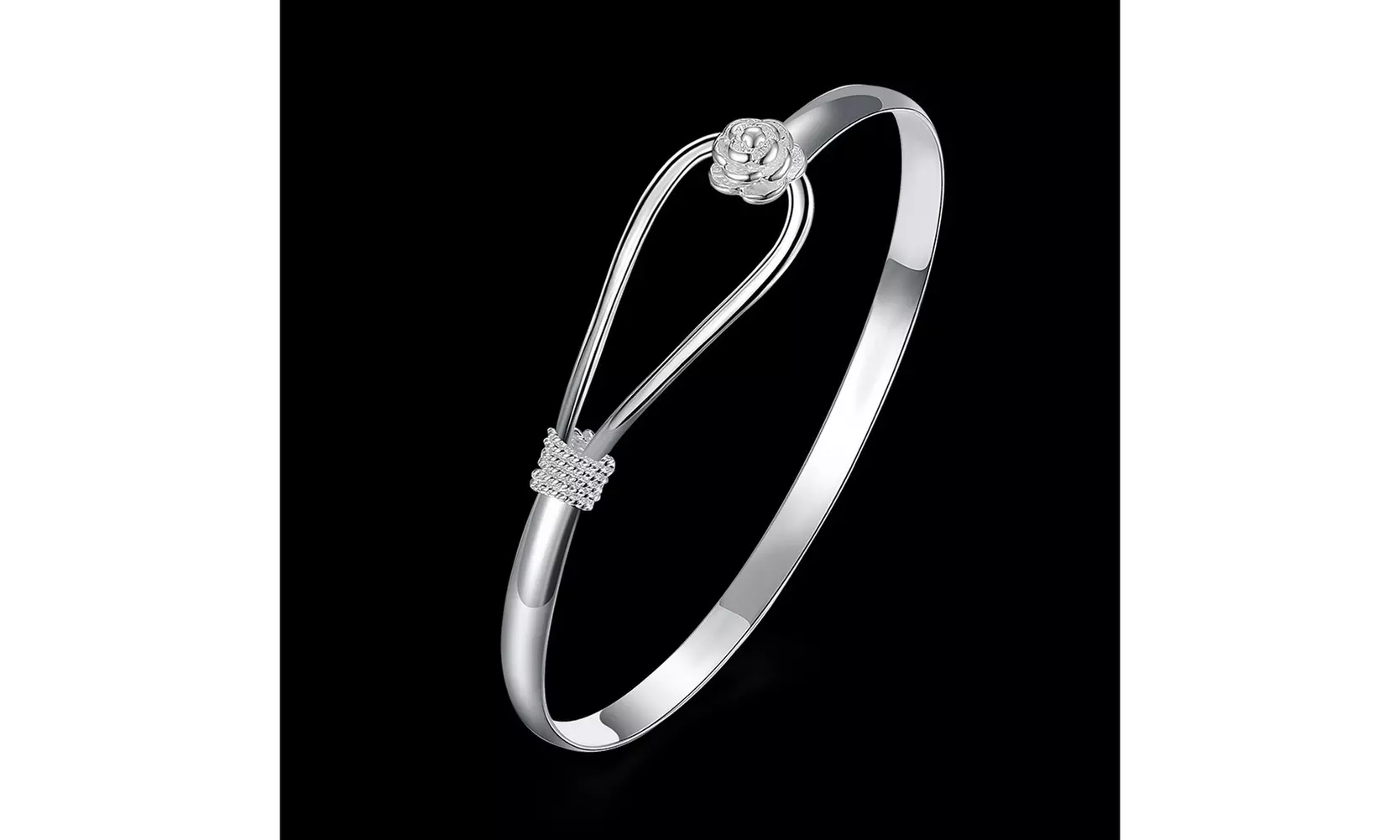 Cherry Blossom Single Thread Buckle Romantic Flower 925 Silver Plated Bracelet  - Second Medium