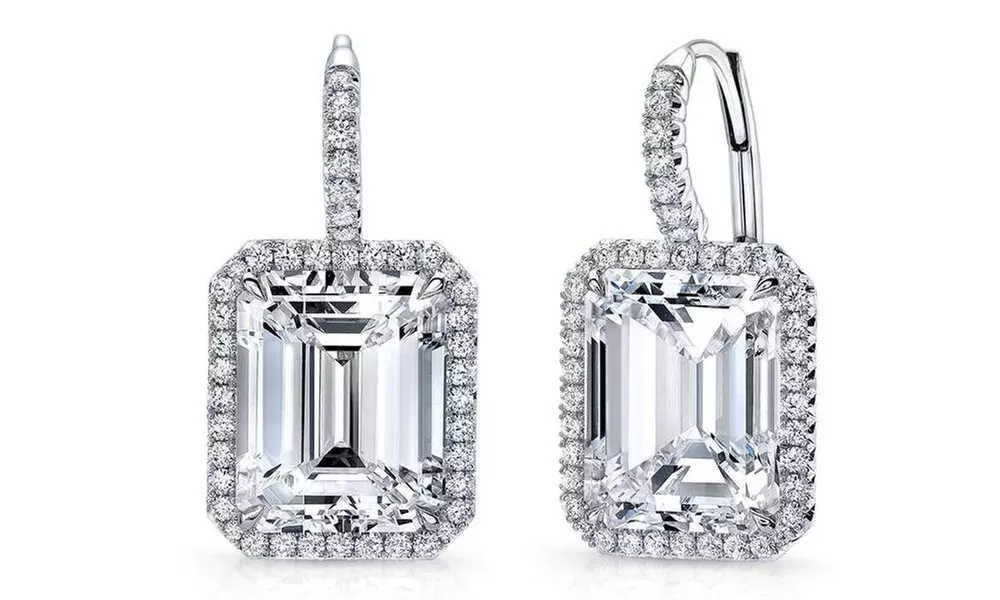 6.00 CTTW   Crystal Leverback Earrings With Crystals From Swarovski - Primary Image