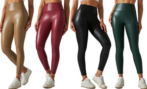 Women's High Waisted Matte Faux Leather Leggings