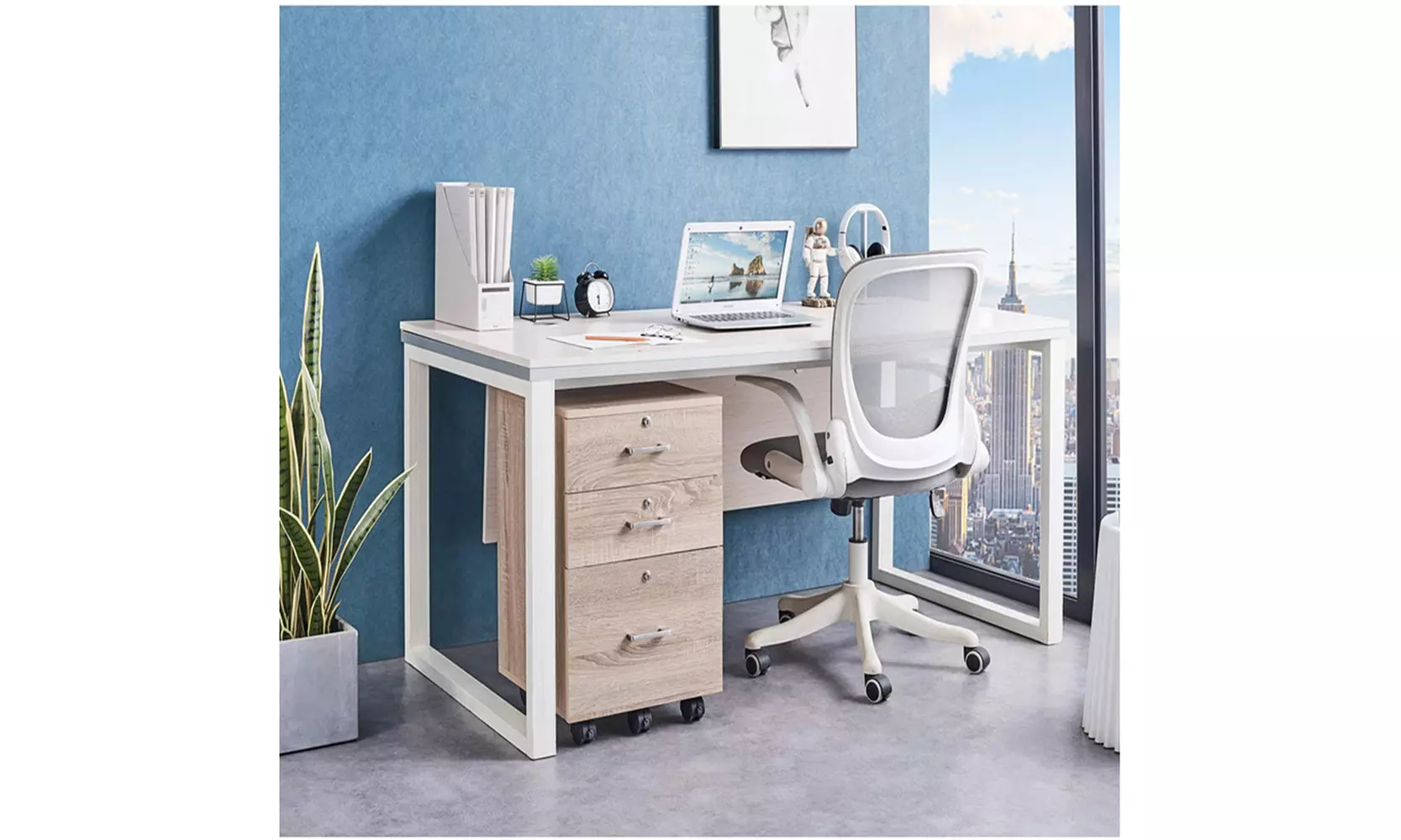 3-Drawer Rolling Wood File Cabinet with Lock - Primary Image