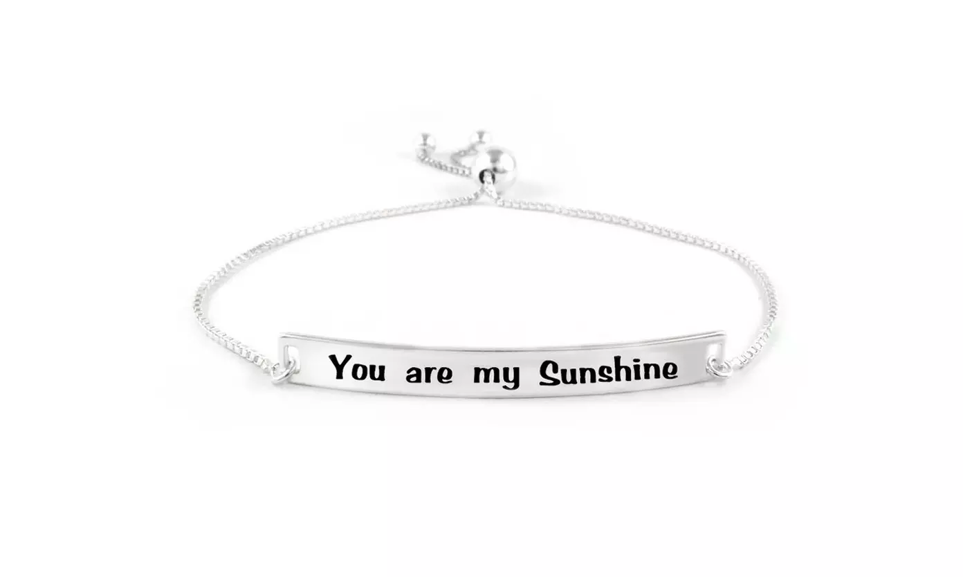 925 Sterling Silver Adjustable Bracelet With Love Engravings - Multiple Options