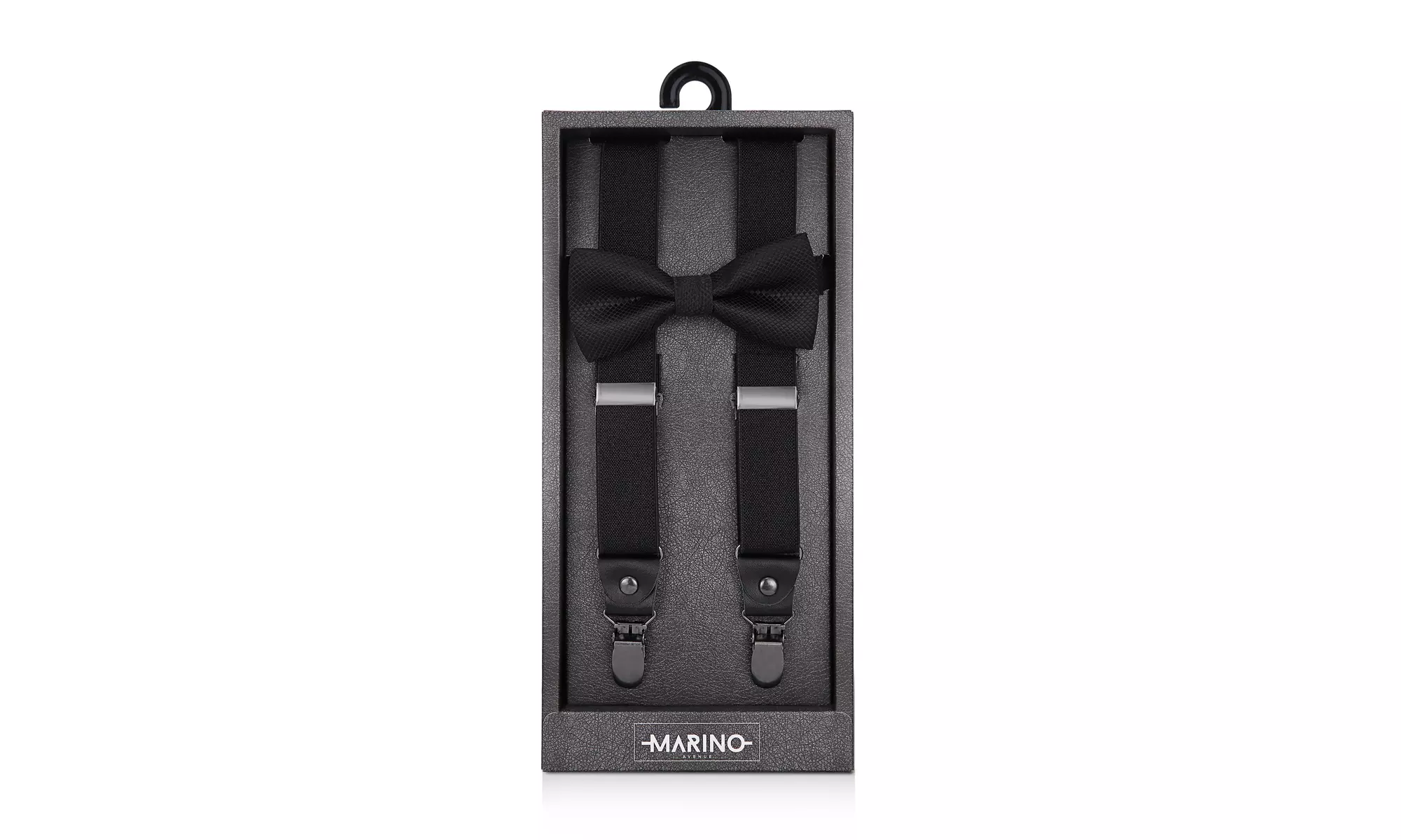 Men's Textured Strap 1" Wide Suspender Bow Tie