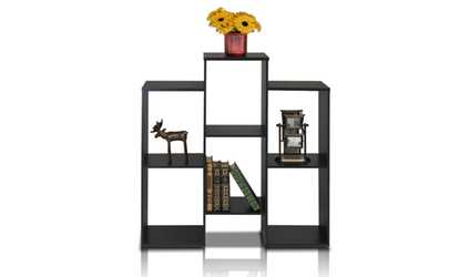 Furinno Parsons Staggered Cube Bookcase with Six Shelves
