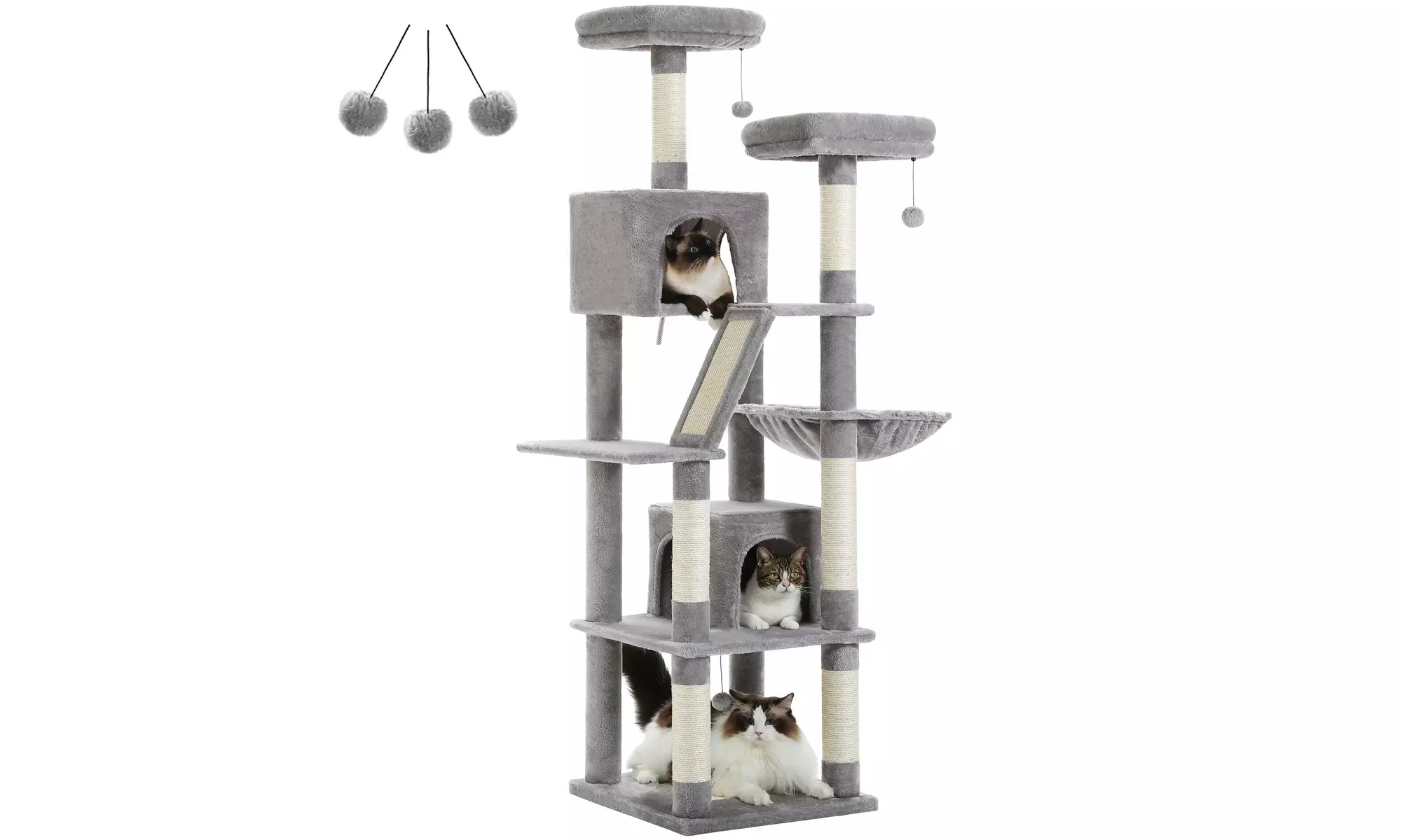 180cm Large Cat Tree for Indoor Cats, Multi-Level Cat Tower Cat Scratching Post