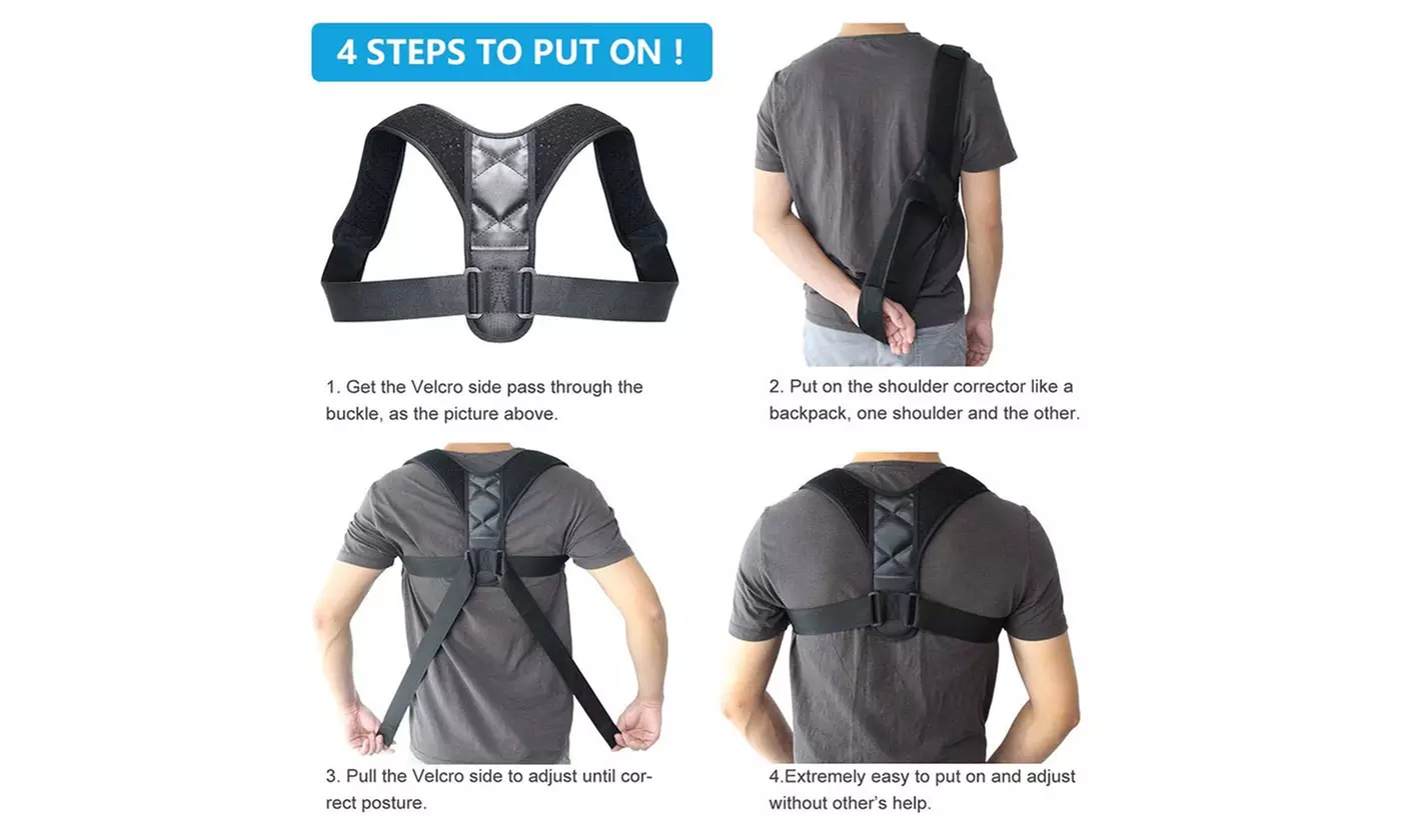 Men Women Posture Corrector Adjustable Back Support Shoulder Therapy Brace Belt - Second Medium