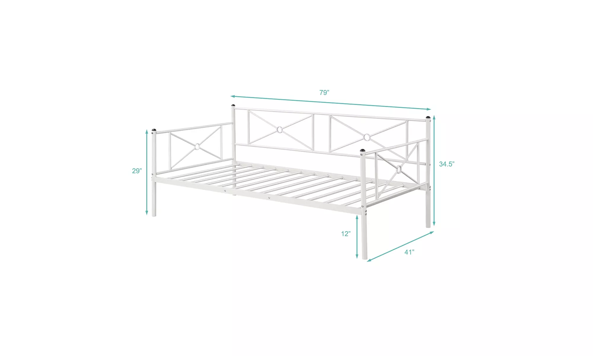 Costway Twin Size Metal Daybed Frame Multifunctional Platform Bed White