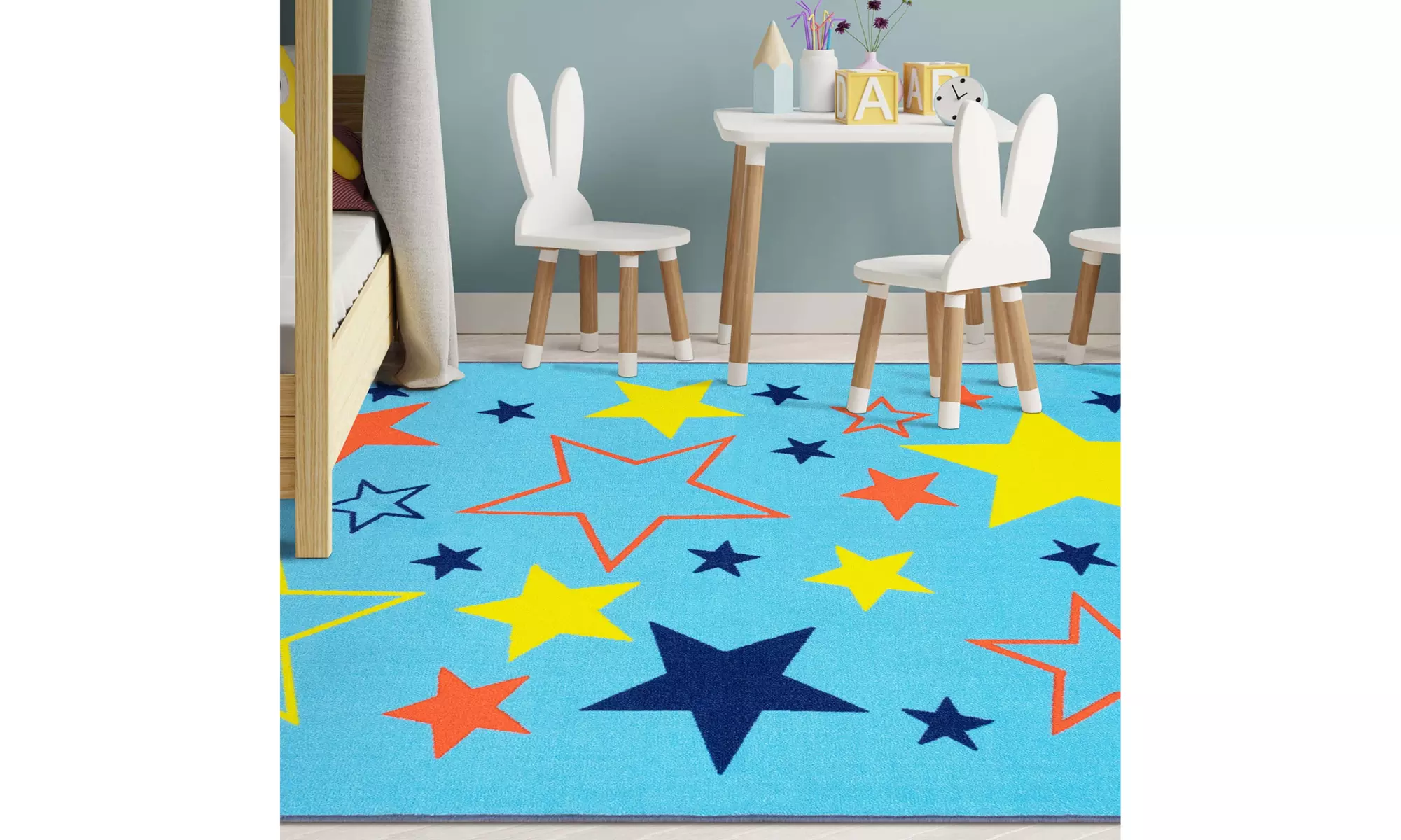 Superior All-Star Modern Non Slip Kid Friendly Indoor Area Rugs Or Door Mat - Second Medium