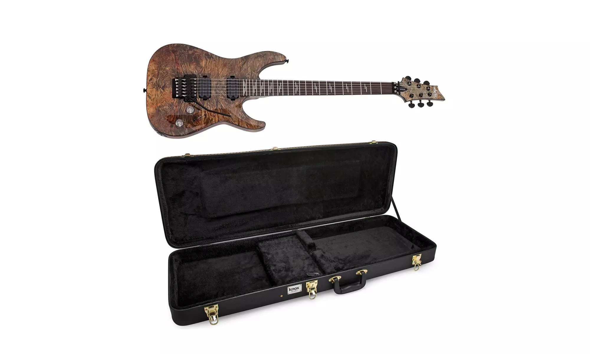 Schecter Omen Elite-6 FR Electric Guitar (Black Charcoal) with Hard Shell Case - Primary Image