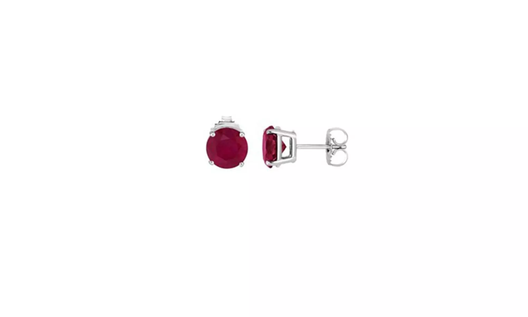 Paris Jewelry 14K White Gold Plated 1 Carat Round Ruby Stud Earrings