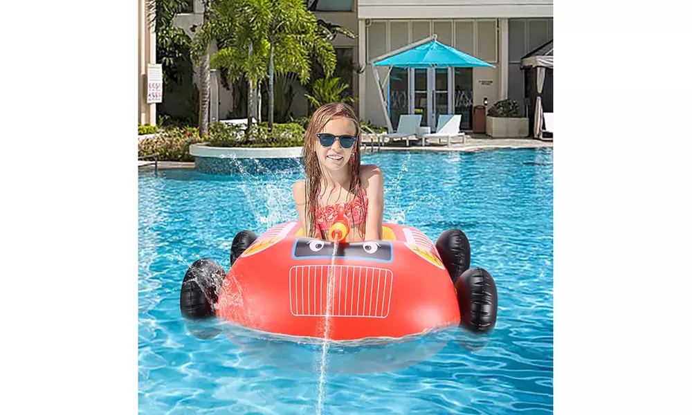 Kids Car Shape Inflatable Seat Boat with Squirt Water Gun Ride on Raft Toy - Second Medium