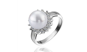 Freshwater Pearl Star Studded Pav'e Ring By Golden NYC Jewelry 