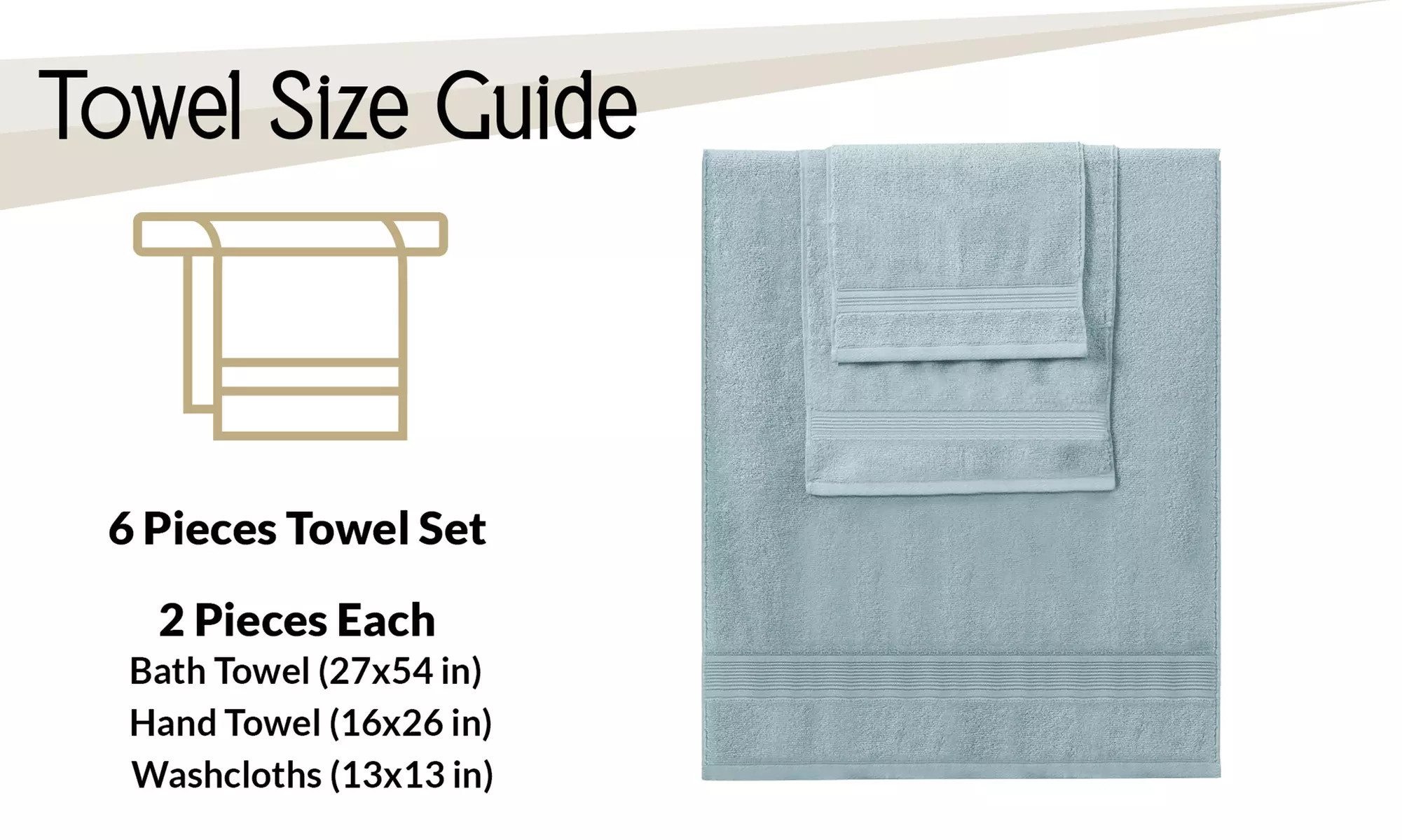 Lux Decor 6 Piece Bath Towel Set, Zero Twist Cotton Towels Soft & Absorbent