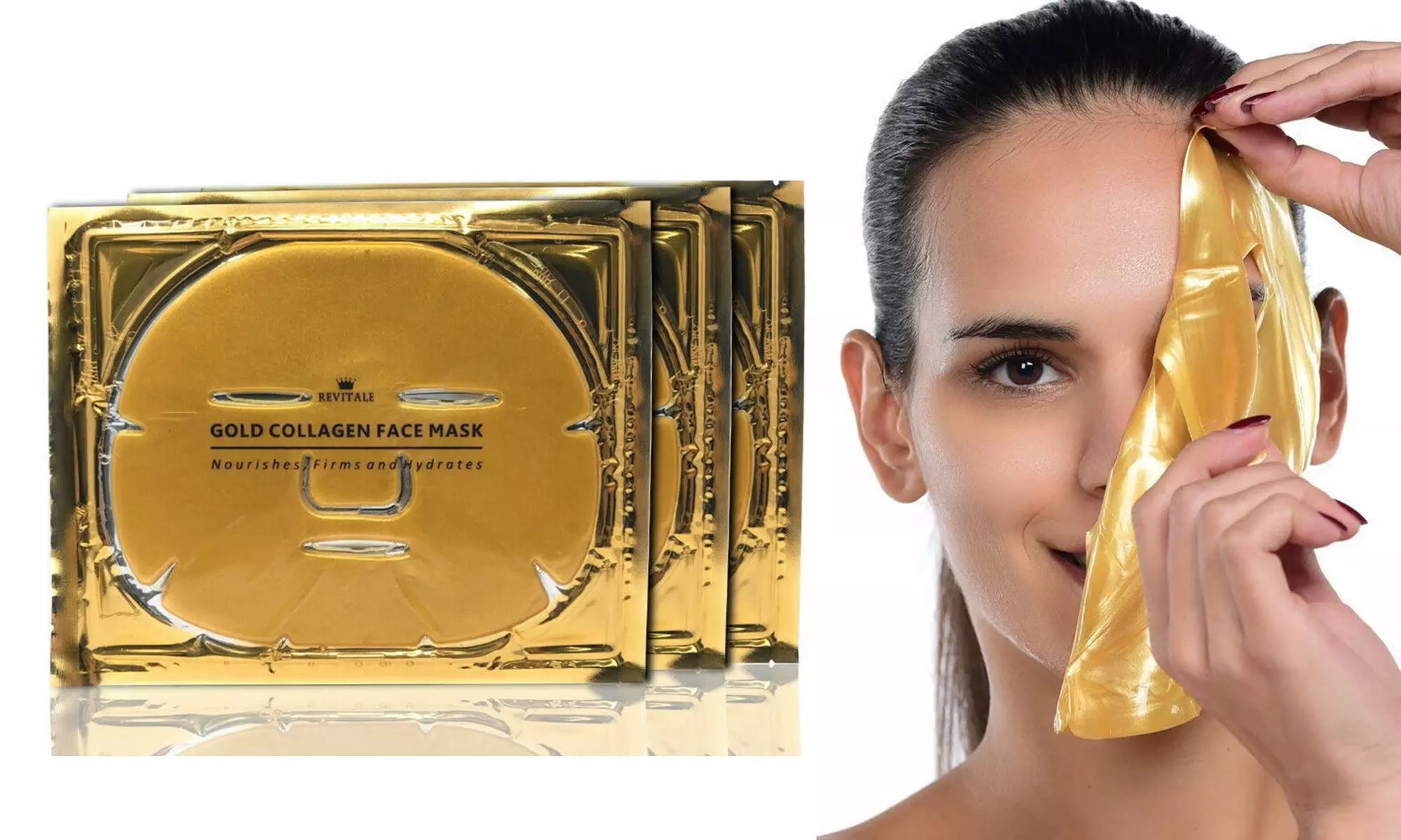 Gold Bio Collagen Facial Face Mask 24K Revitalising Firming anti-aging 3 pcs - Primary Image