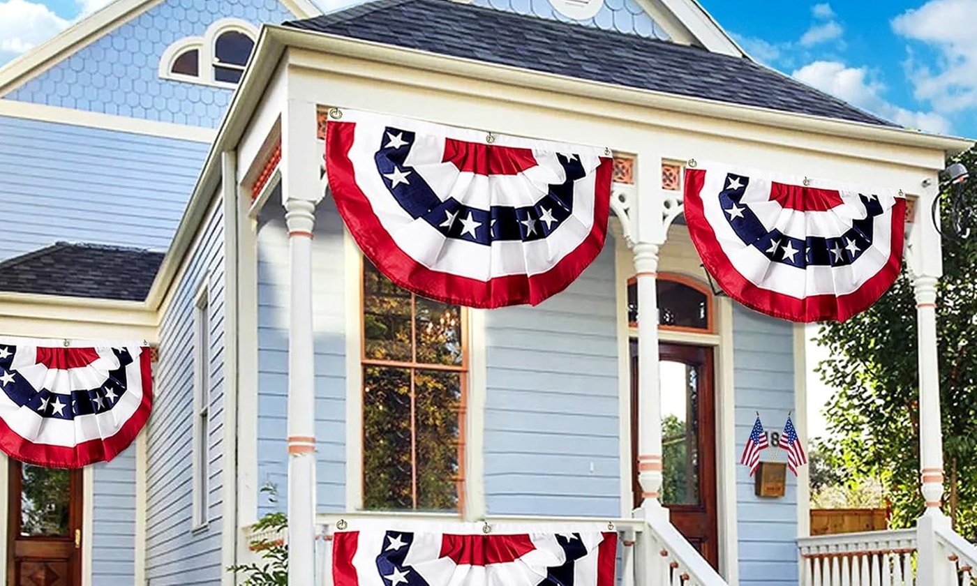 4 Pack American Patriotic Pleated Bunting USA Flag 