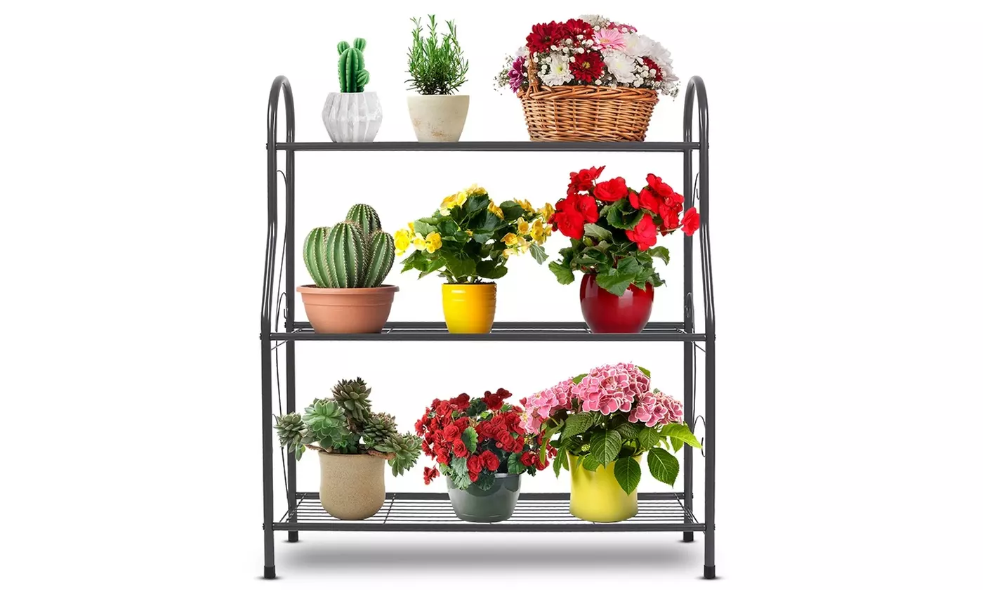 NewHome 3-Tier Metal Plant Stand Shelf Flower Pot Display Rack Holder