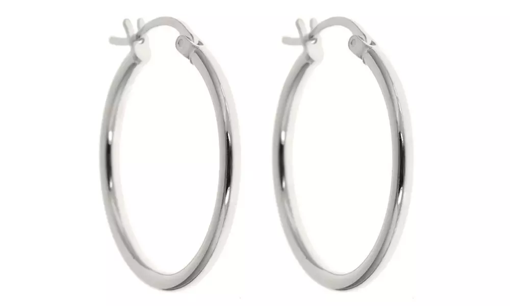 Solid sterling Silver 25mm Classic French Lock Hoops