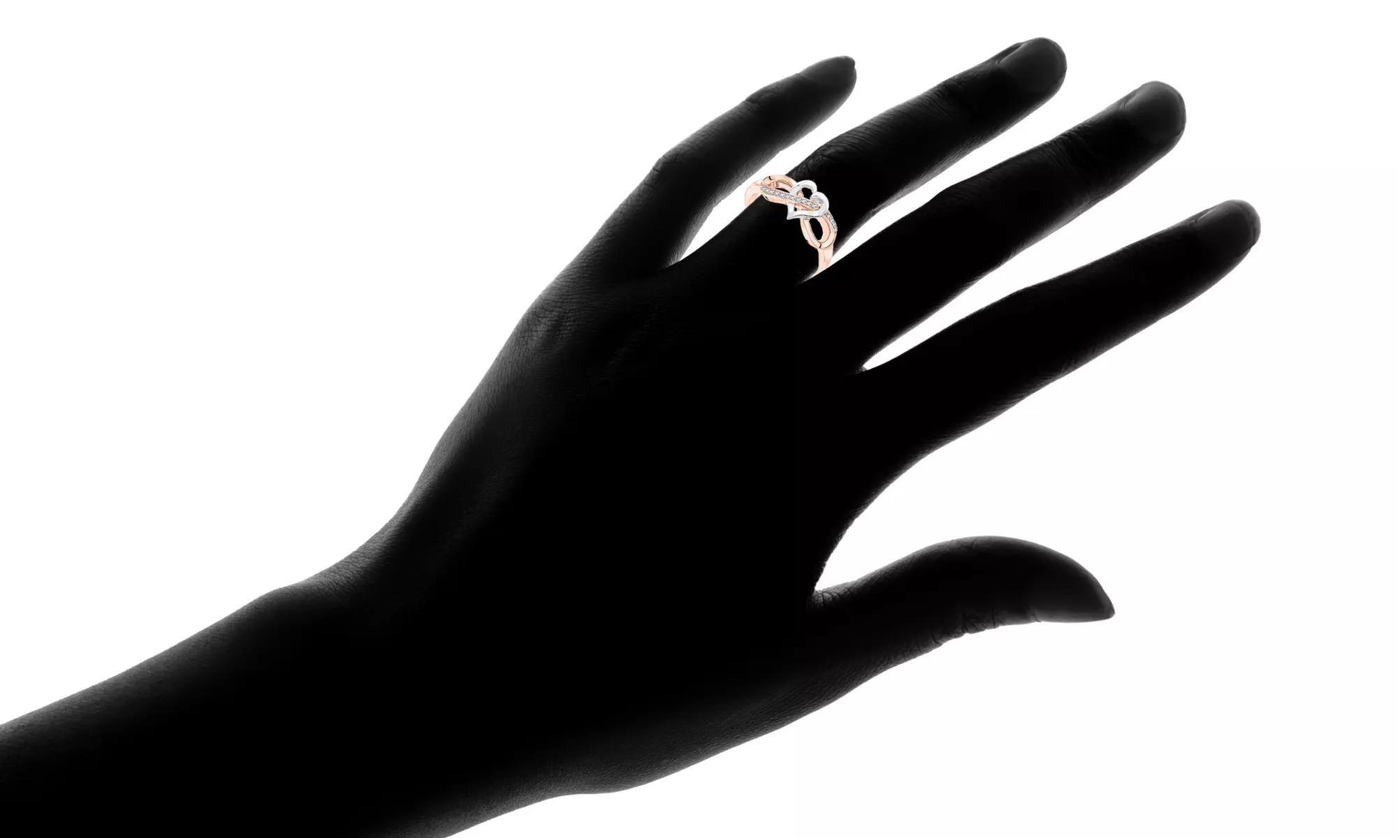 Infinity Heart Crossover Ring Band Plated in 18K Rose Gold