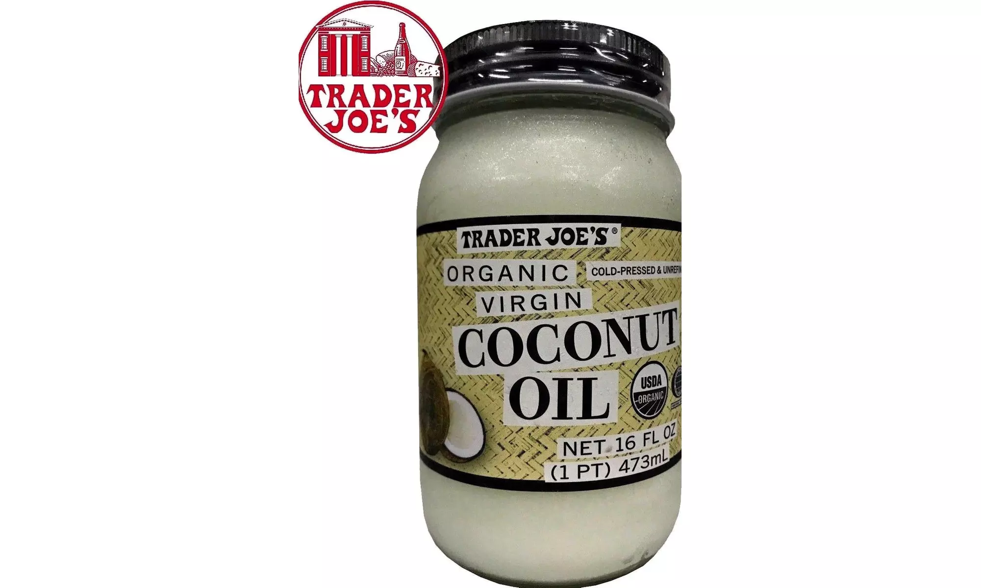 Trader Joe's Organic Virgin Coconut Oil Cold Pressed Unrefined 16 oz - Primary Image
