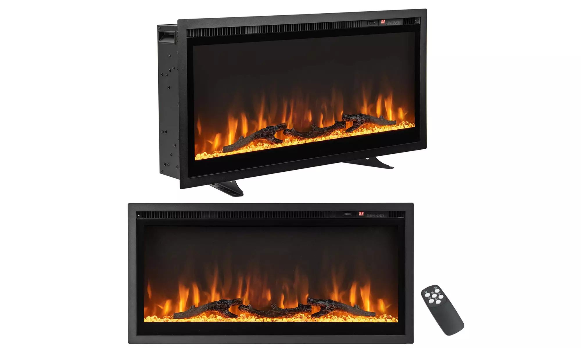 Costway 36"/42"/50" Electric Fireplace Recessed Wall Mounted Freestanding