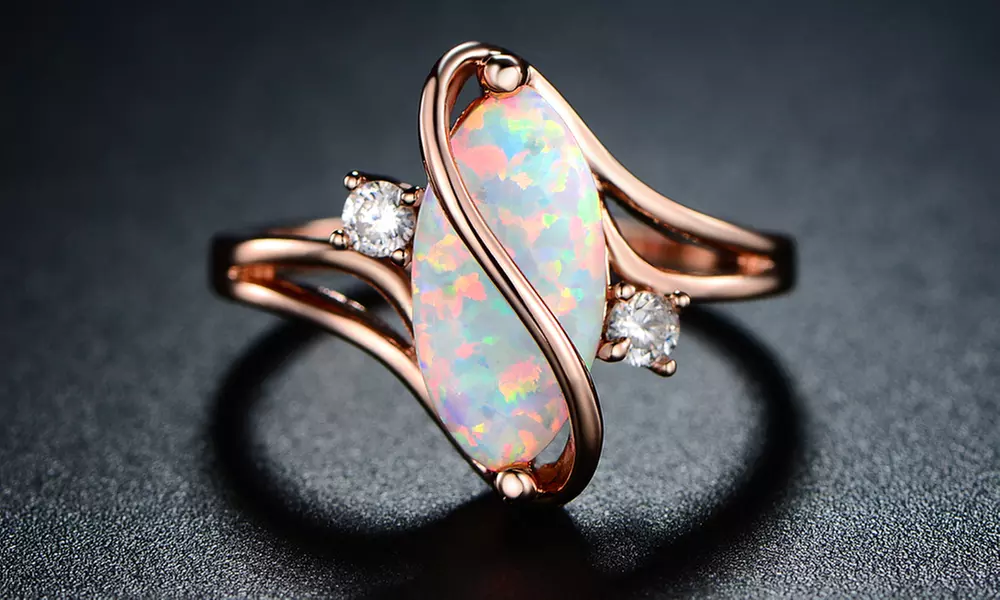 Fire Opal & 18K Rose Gold Oval S Engagement Ring