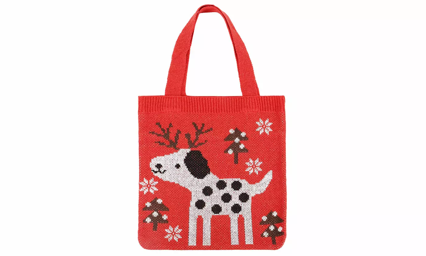 Women's Large Capacity Knitted Christmas Tote Bag