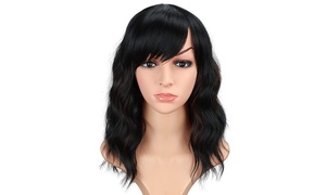 Fashion Short wavy wigs for Curly Hair Wigs With Bangs None Lace