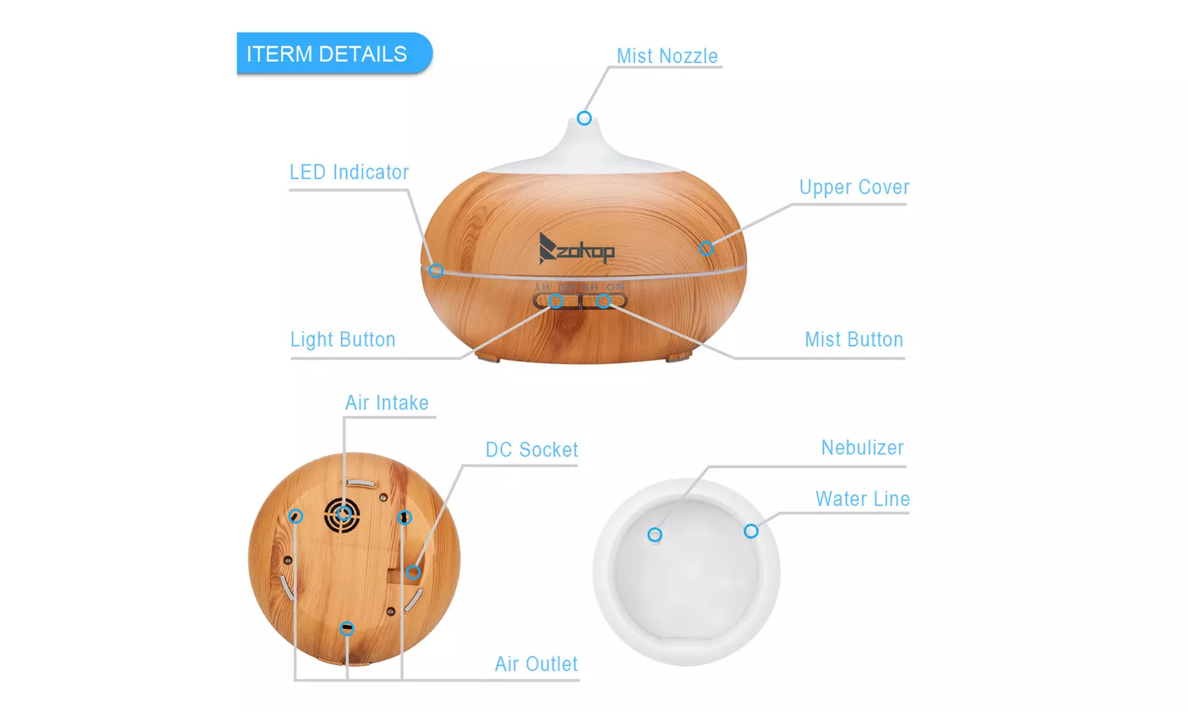 2468WF 110V 550ML RGB Aroma Diffuser without Controller - Primary Image