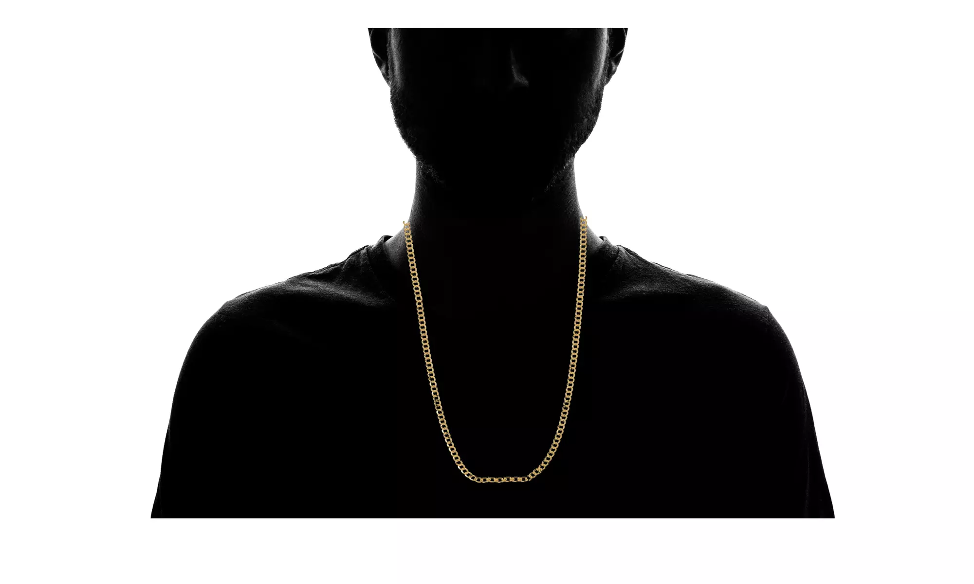 Men's Necklace 3MM Cuban Chain in 18K Gold or Rhodium ptd Sterling Silver