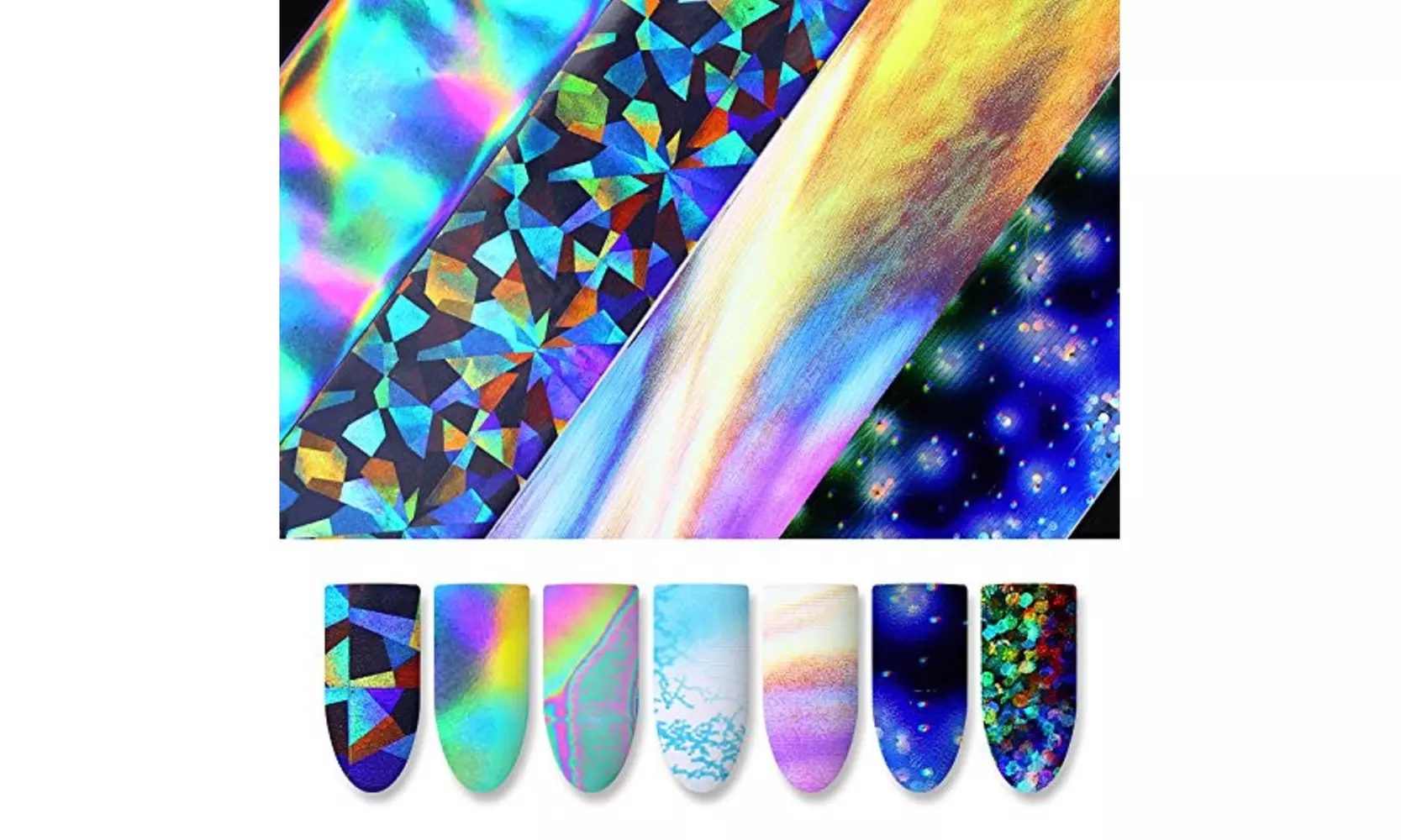 10 Holographic Nail Foils Starry Sky Glitter Foils Nail Art Transfer Sticker Set