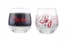 KOVOT Holiday"CHEERS" and"JOY" Stemless Wine Glass, Set of 2, 16 oz