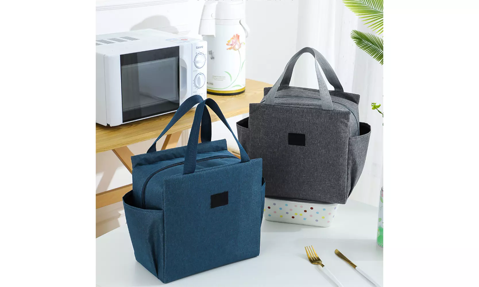 US 1-2 Pc Insulated Lunch Bag Thermo Cooler Hot Cold Box Kids Adults Work Office