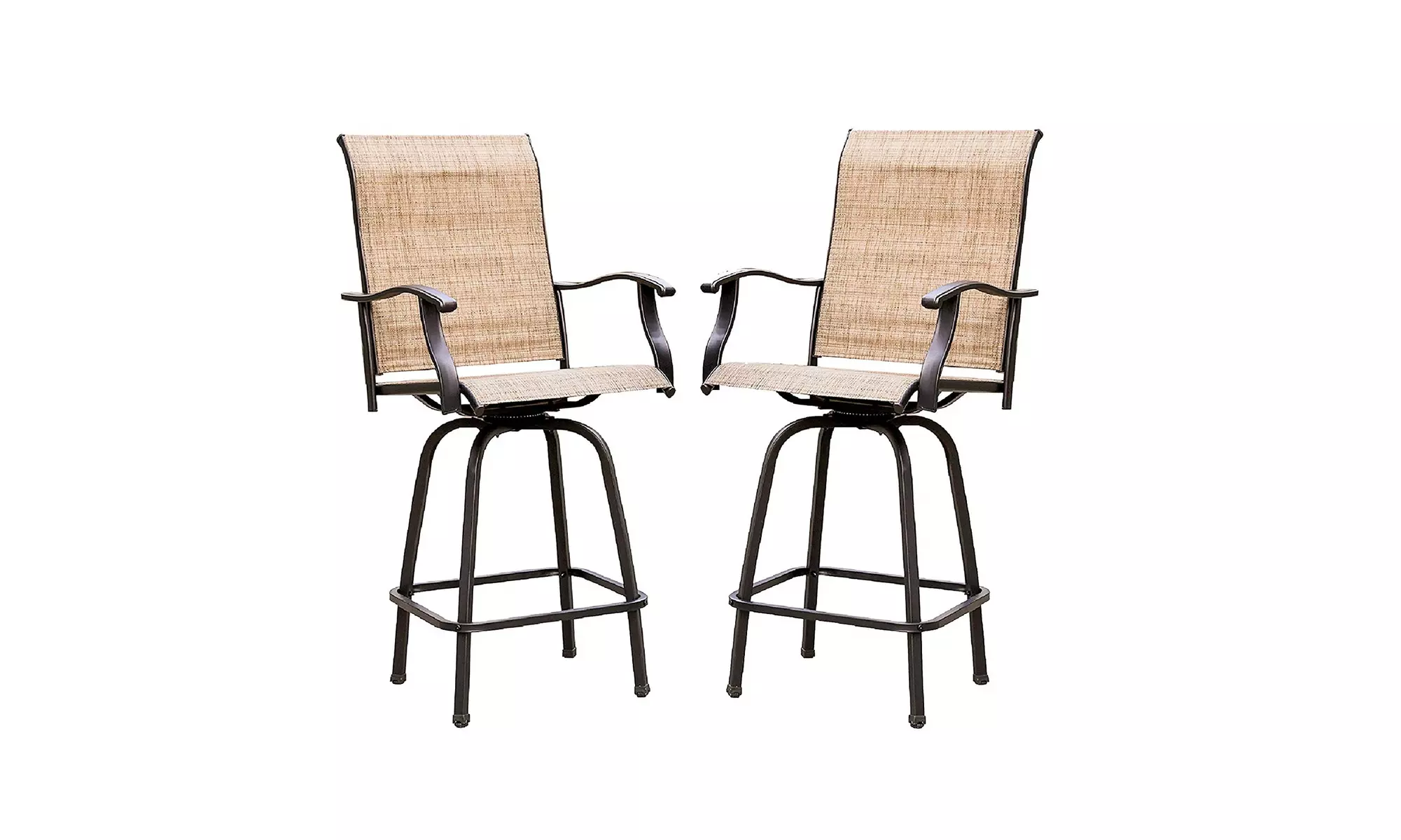 LOKATSE HOME 2 Piece Swivel Bar Stools Outdoor High Patio Chairs  - Second Medium