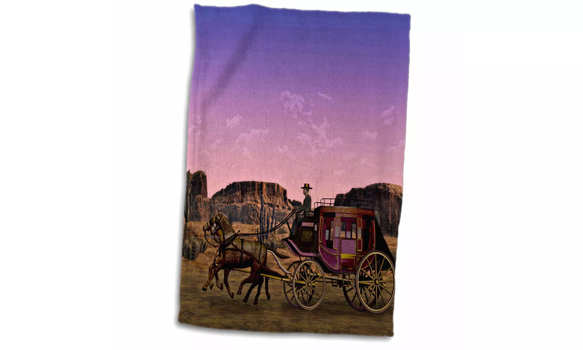  Towel - A Western Scene with a Wagon at Sunset - 15 by 22-inches  - Primary Image