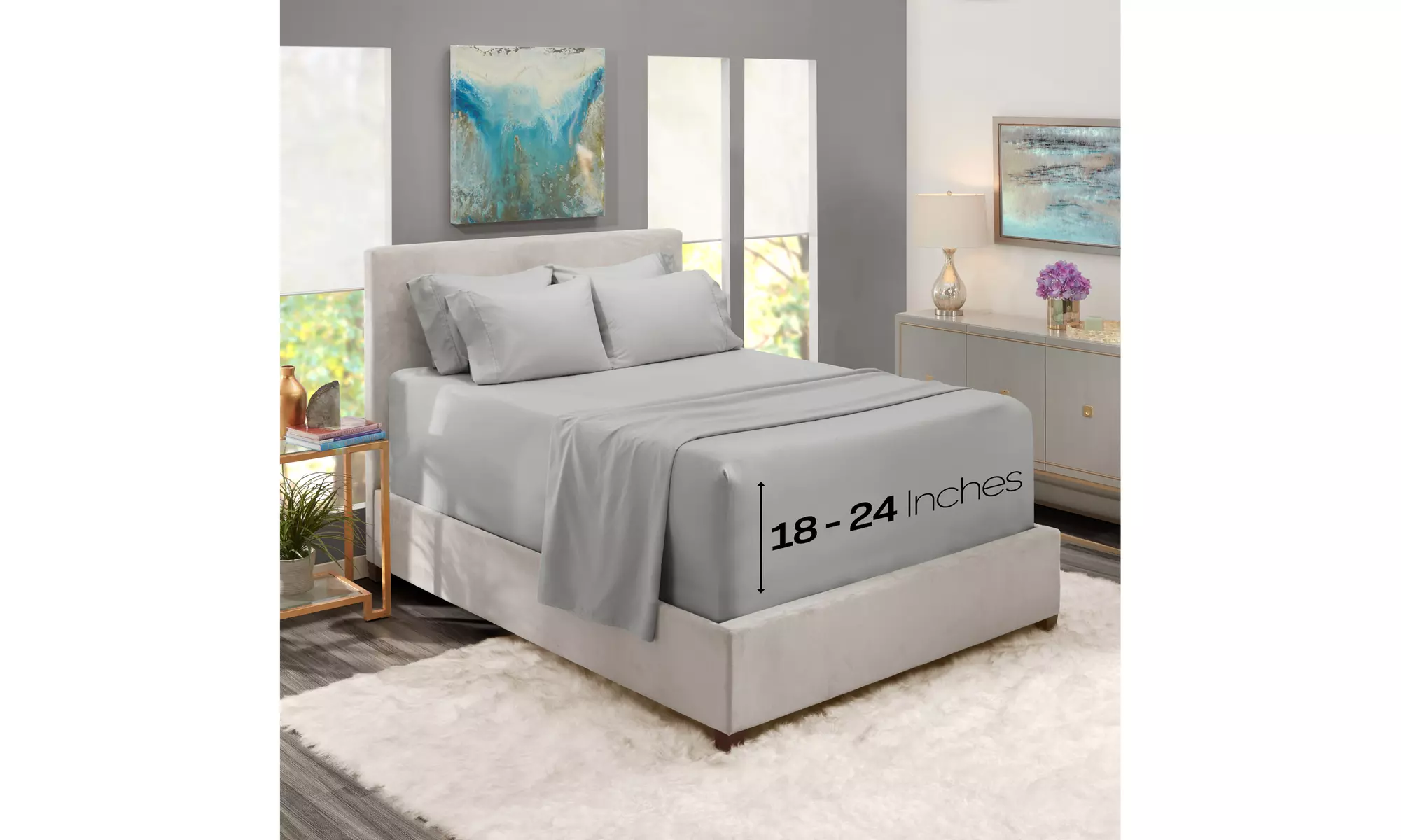Nestl Extra Deep Pocket Sheets - 18-24 Inch Fitted Bed Sheet Set - 6 Piece