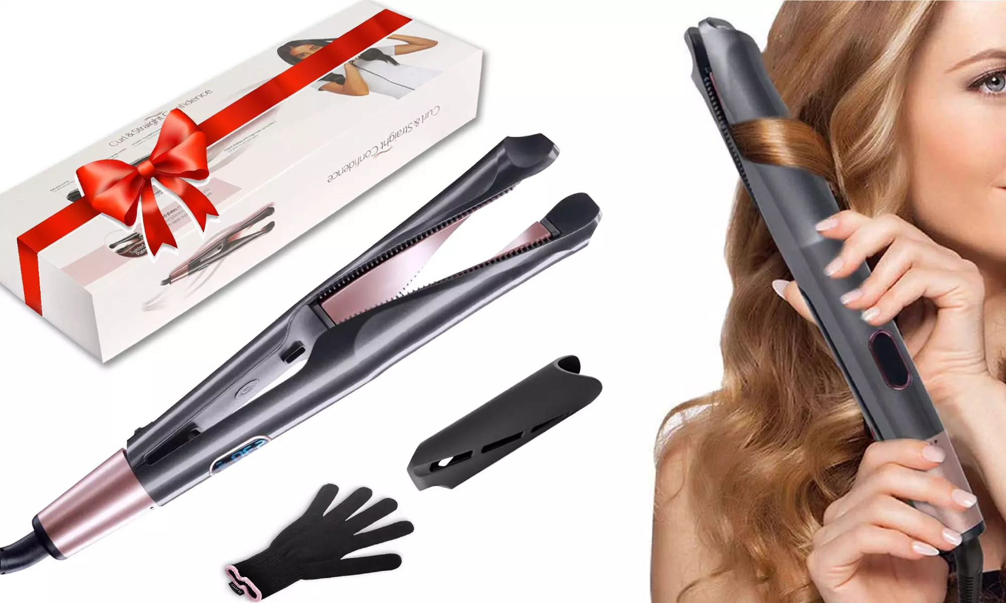 Professional Salon Hair Curler Curling Iron Wand and Flat Iron Hair Styling Set - Primary Image
