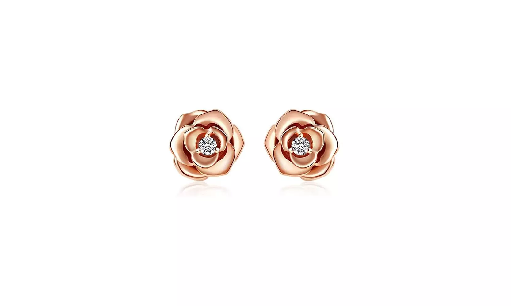 Crystal Rose Flower Stud Earrings With Crystals From Swarovski - Second Medium