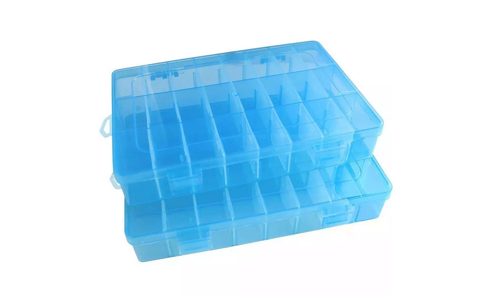 2-Pack 24 Grids Plastic Storage Box Jewelry Earring Tool Containers Organizer
