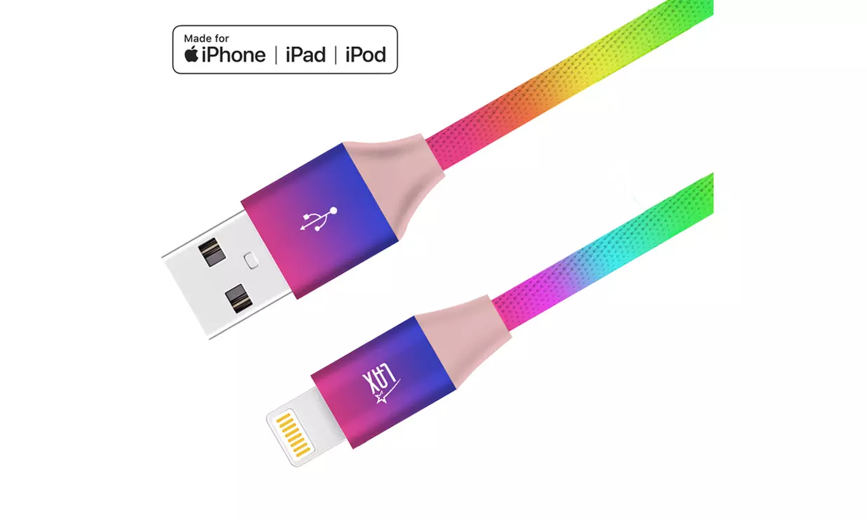 LAX Apple MFi Certified Colorful Rainbow Lightning Cables for iPhone and iPad