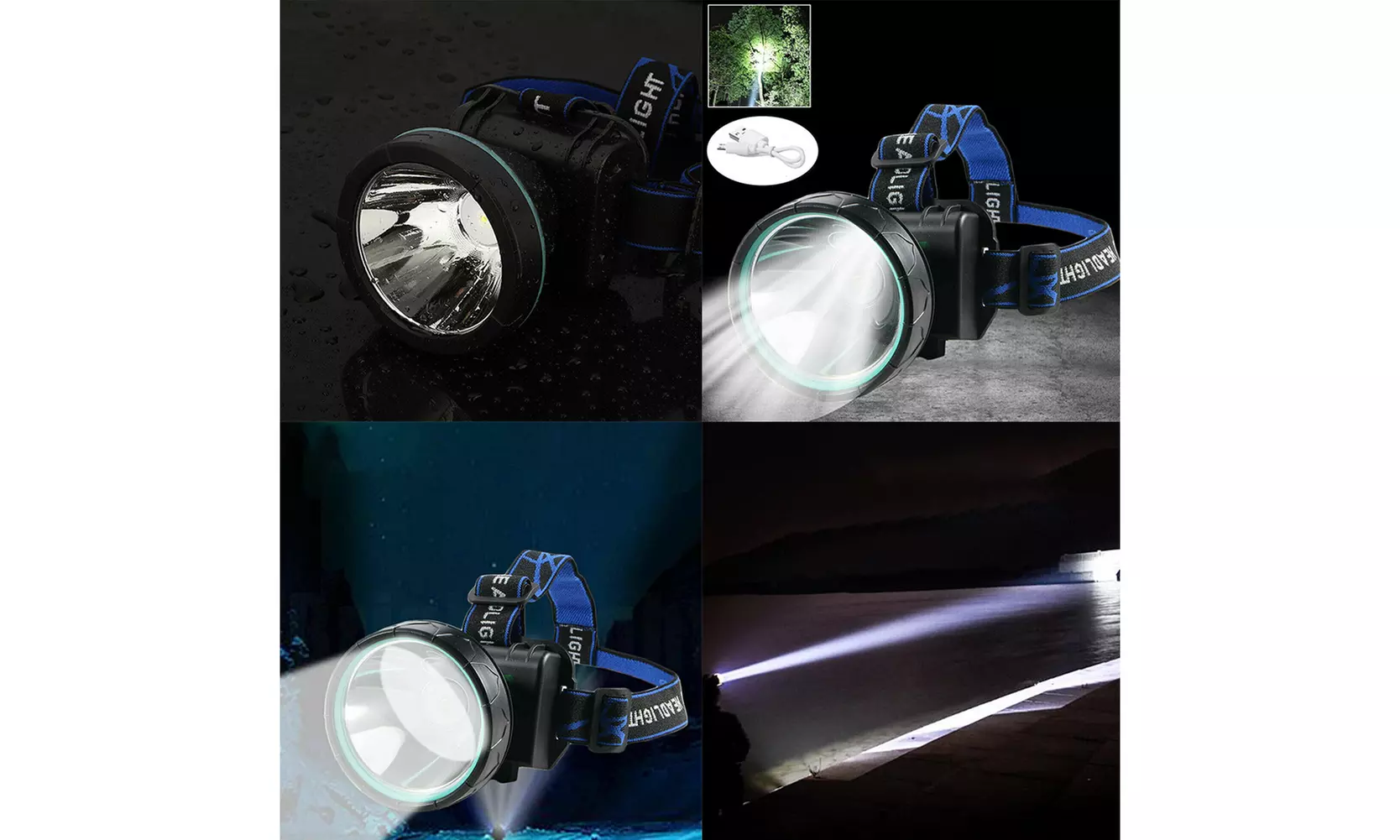 US 1-2 Pc LED Rechargeable Headlamp Super Bright Waterproof Outdoor Camp Hunting