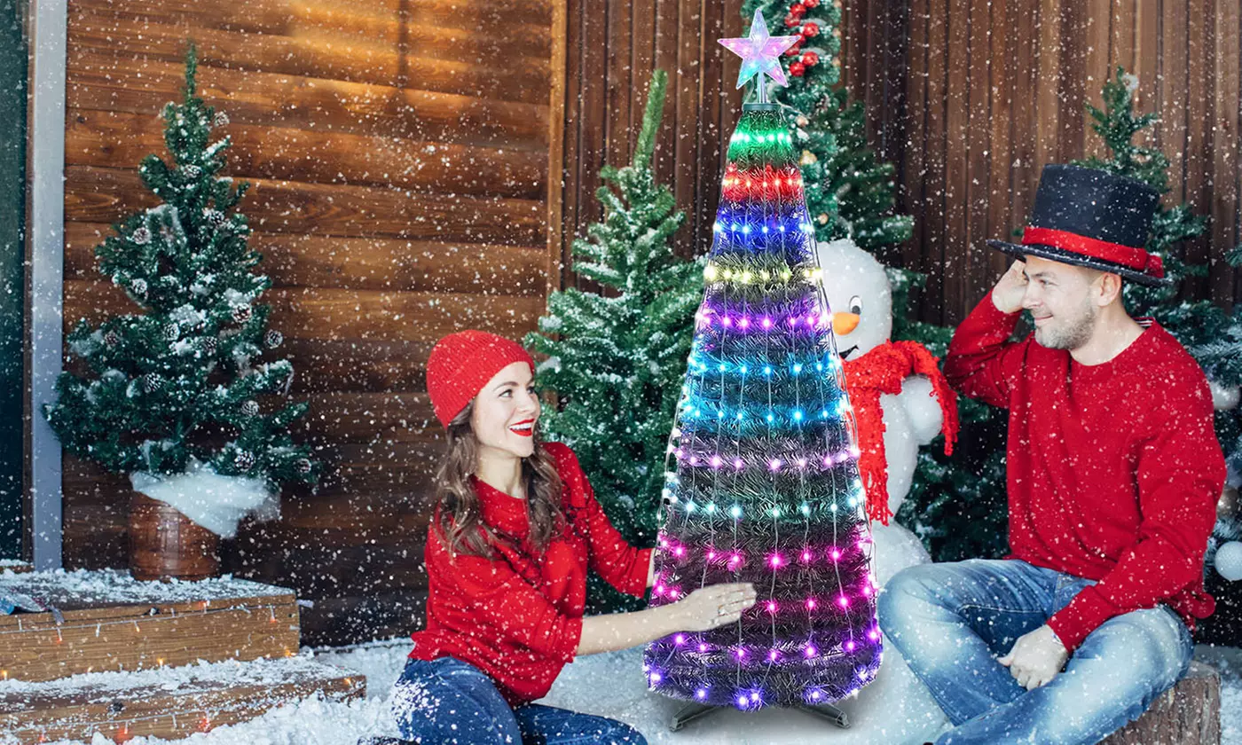 Christmas Tree Pre-Lit Artificial Tree w/ LED Lights & Remote App Control 