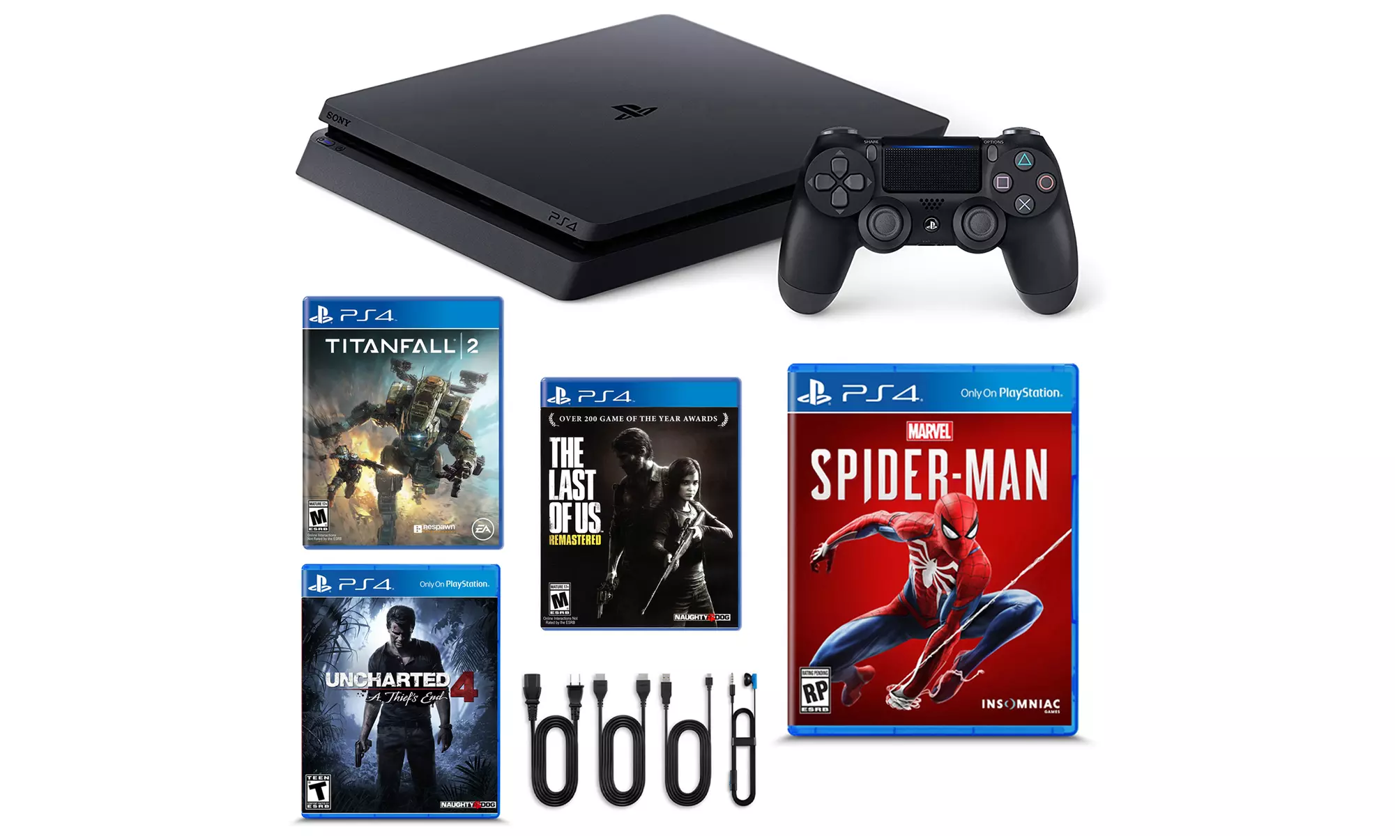 Playstation 4 1TB Spiderman Console w/ Titanfall 2, Uncharted 4, The Last of Us - Primary Image