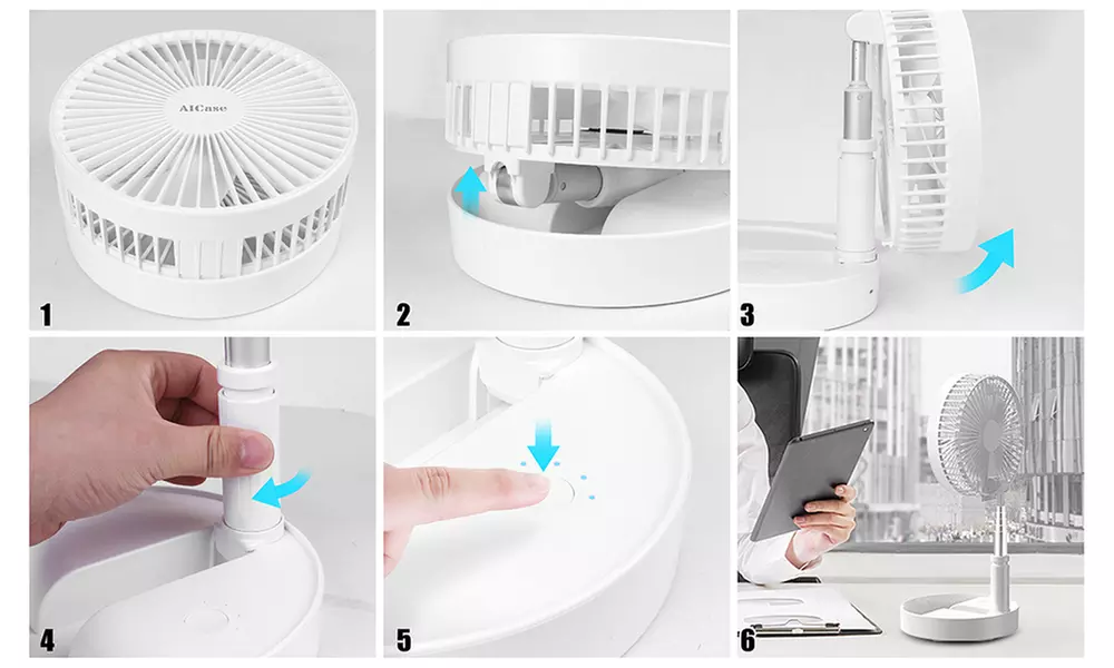 AIcase 180 Angle adjustment Retractable Fan Foldable Fan Desktop Ground Fans