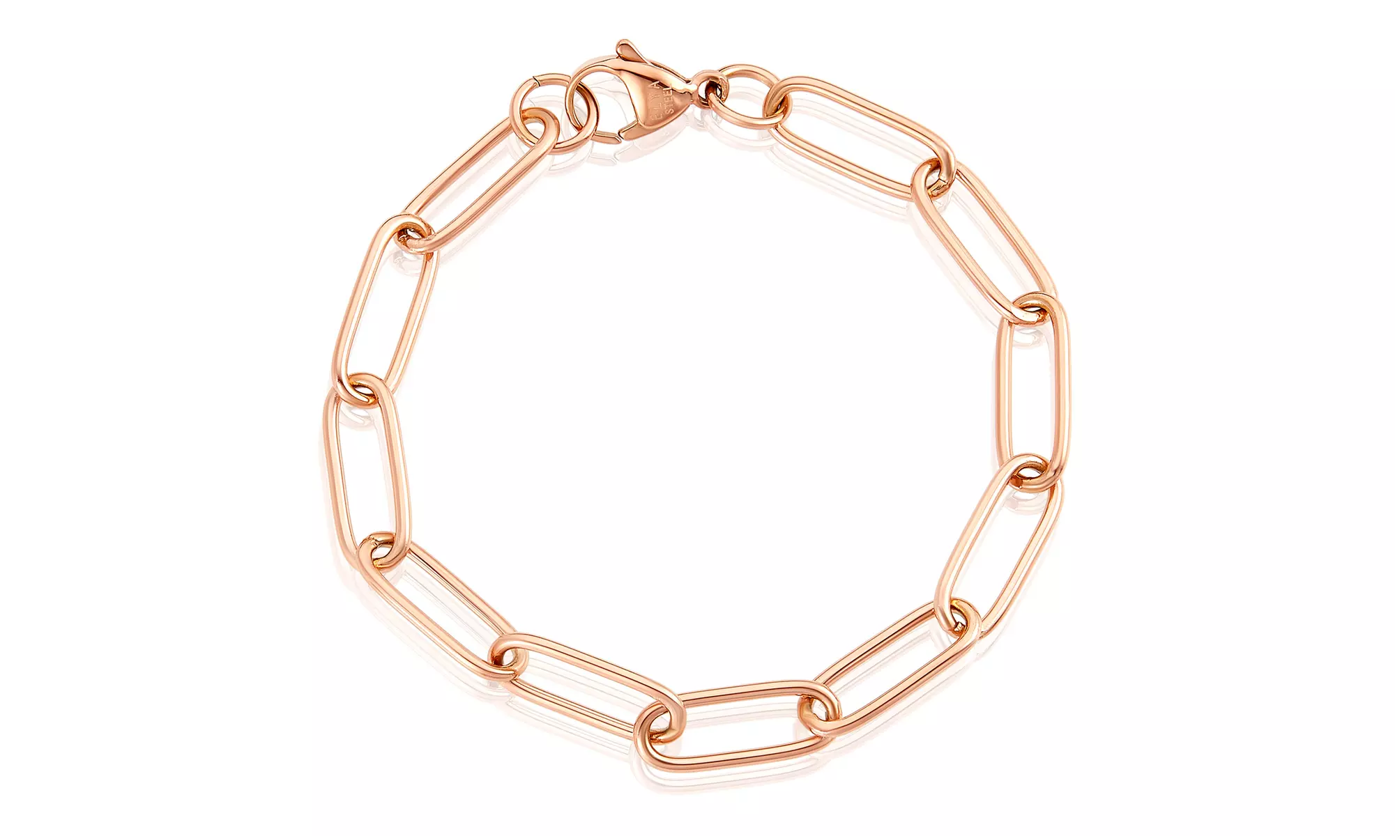 Polished Stainless Steel Paperclip Bracelet 7.5" - Primary Image